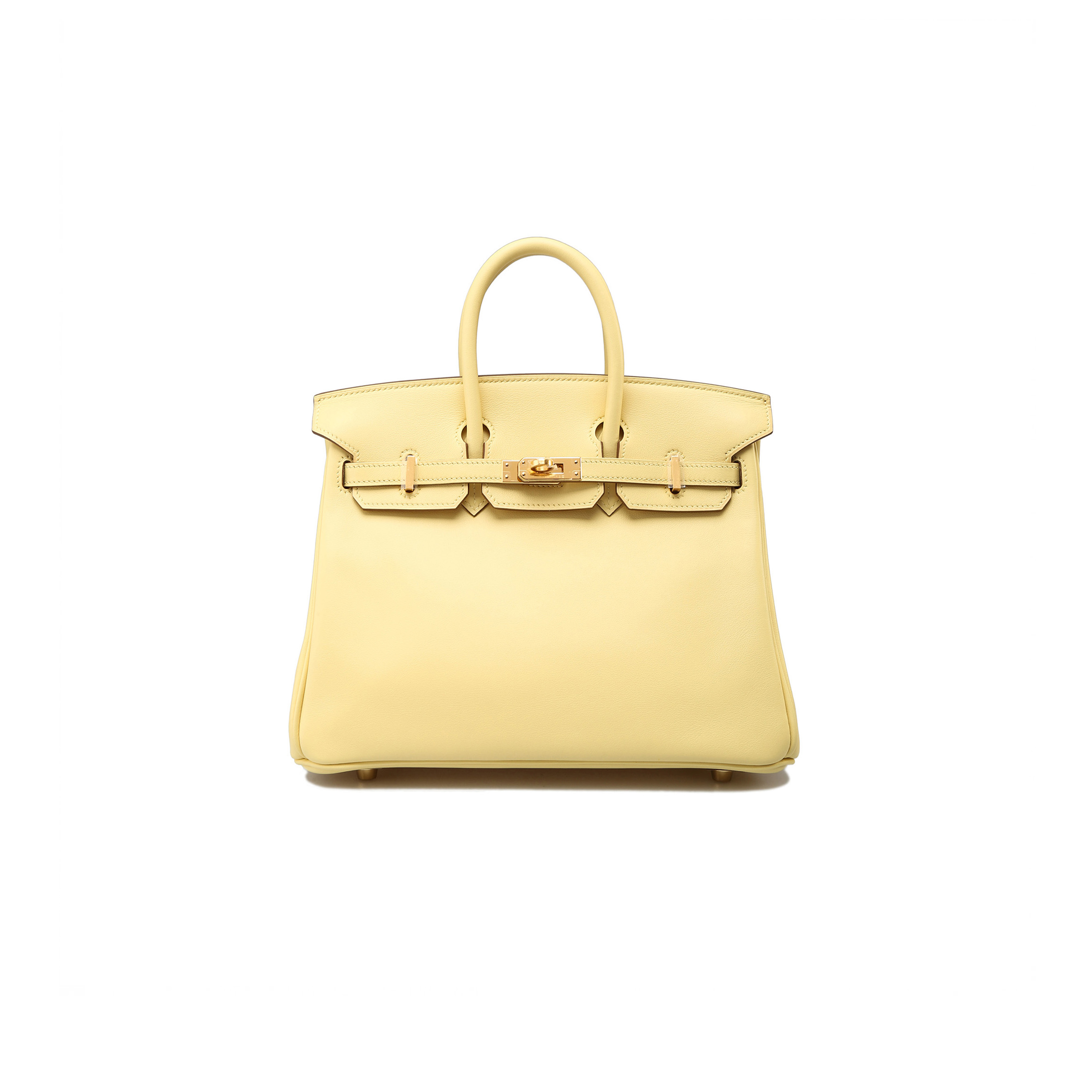 HERMES BIRKIN 25 SWIFT LEATHER GOOSE EGG YELLOW GOLD BUCKLE BAG H049362CK07 (25*20*13cm)